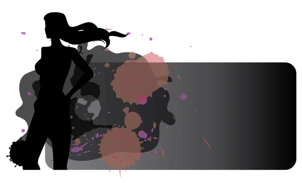 Grunge background with the silhouette of a girl — Stock Vector