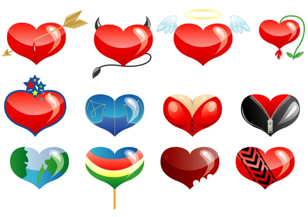Conjunto de corações ícone por dia de ST. Valentine — Vetor de Stock