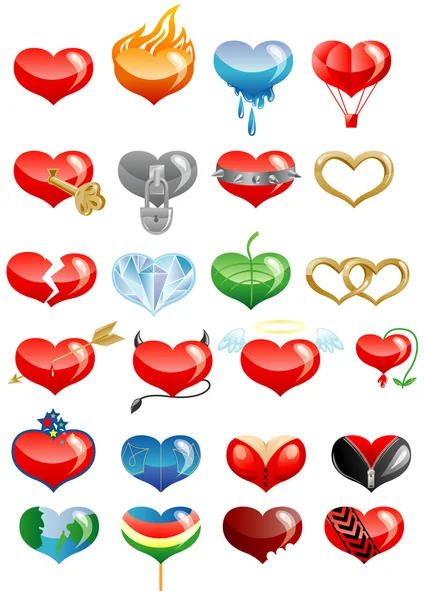 Set of hearts icons — Stock Vector