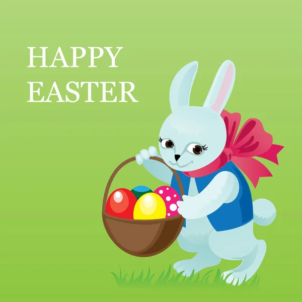 Velikonoční zajíc s košíkem, v níž kladou vejce — Stockový vektor
