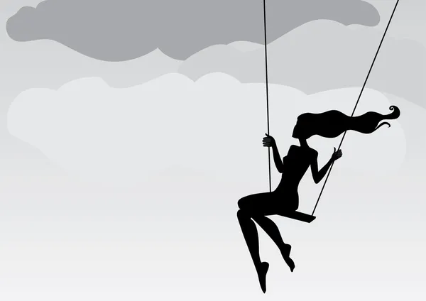Girl on a swing — Stock Vector