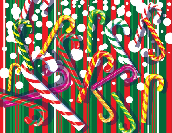 Fondo festivo de Navidad con piruletas de caramelo — Vector de stock