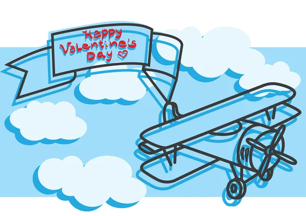 Happy Valentine's Day (airplane) — Stock Vector