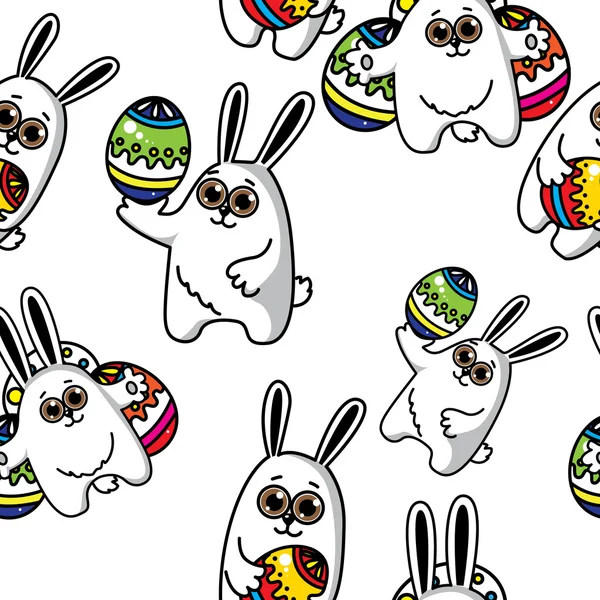 Velikonoční králík s vejcem, bezešvé — Stockový vektor