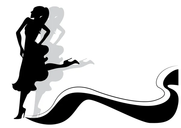 Silhouette of woman dancing tango — Stock Vector