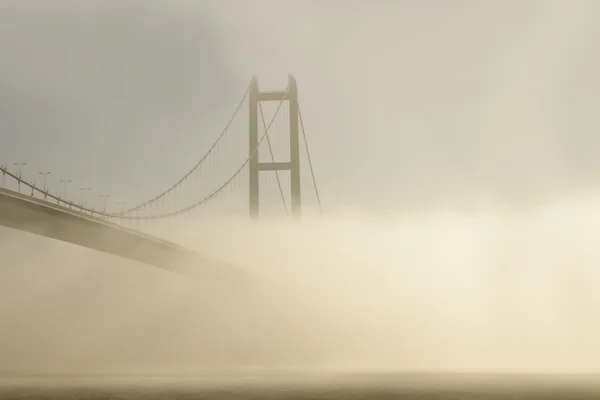 Hangbrug in de mist — Stockfoto