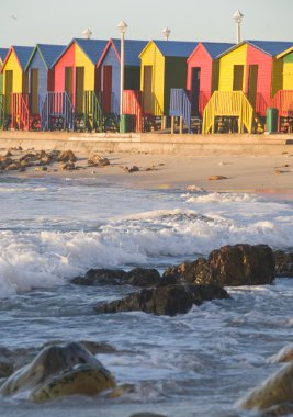 St James colourful beach huts, Cape Town, South Africa clipart