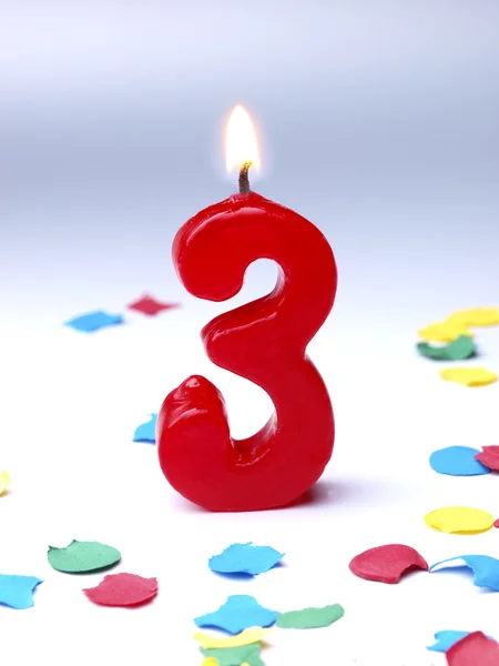 Birthday candles showing Nr. 3 — Stock Photo, Image