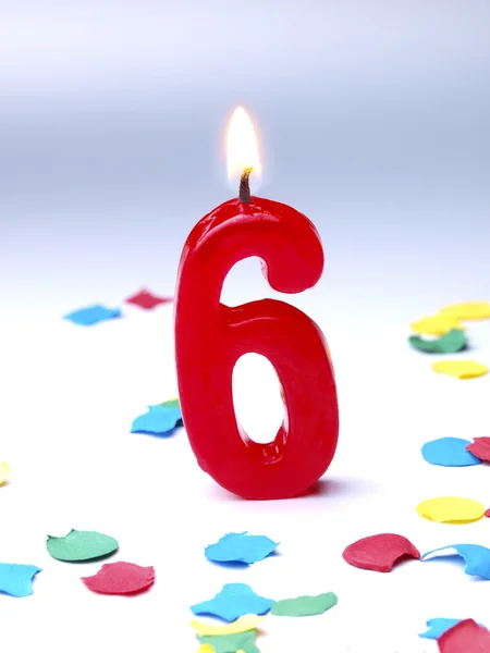 Birthday candles showing Nr. 6 — Stock Photo, Image