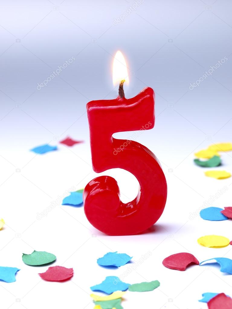 Birthday candles showing Nr. 5