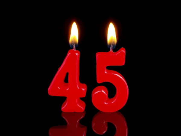 Candele di compleanno che mostrano il numero 45 45 — Foto Stock