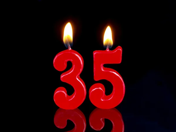 Bougies d'anniversaire montrant Nr. 35 ans — Photo