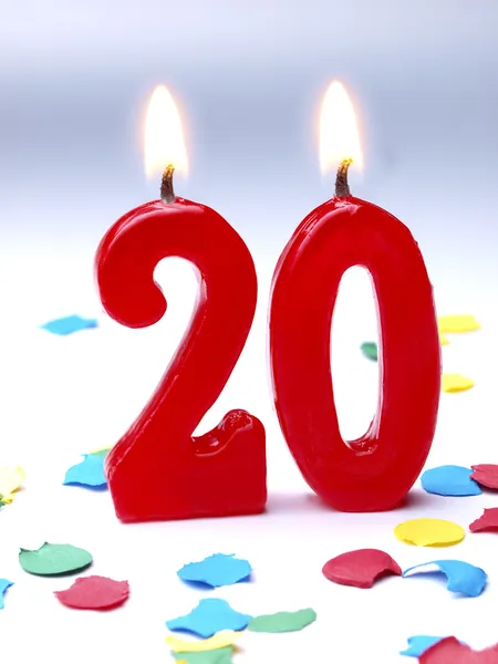 День рождения свечи показывая Nr. 20 — стоковое фото