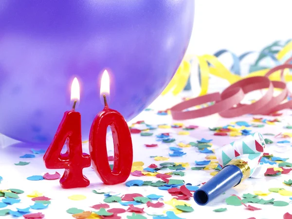 Candele di compleanno che mostrano il numero 40 — Foto Stock