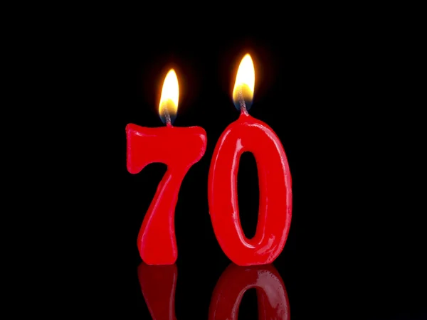 Velas de aniversário mostrando Nr. de exibição 70 — Fotografia de Stock