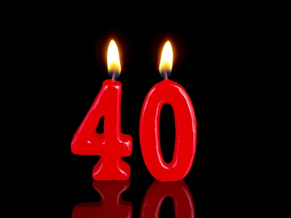 Candele di compleanno che mostrano il numero 40 — Foto Stock