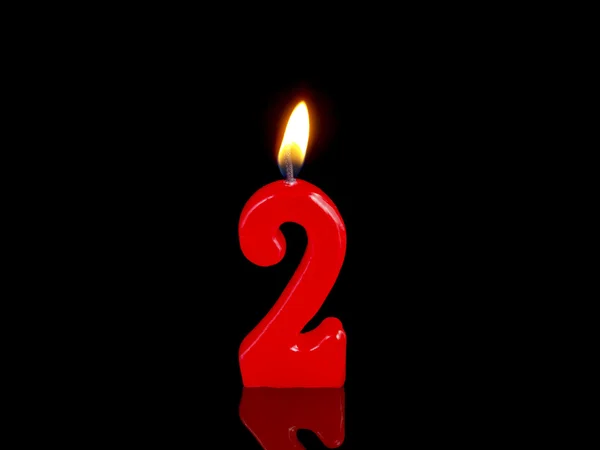 Birthday candles showing Nr. 2 — Stock Photo, Image