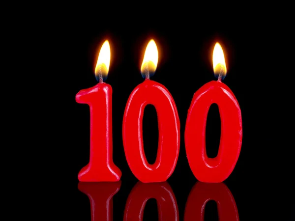 Velas de aniversário mostrando Nr. de exibição 100 — Fotografia de Stock
