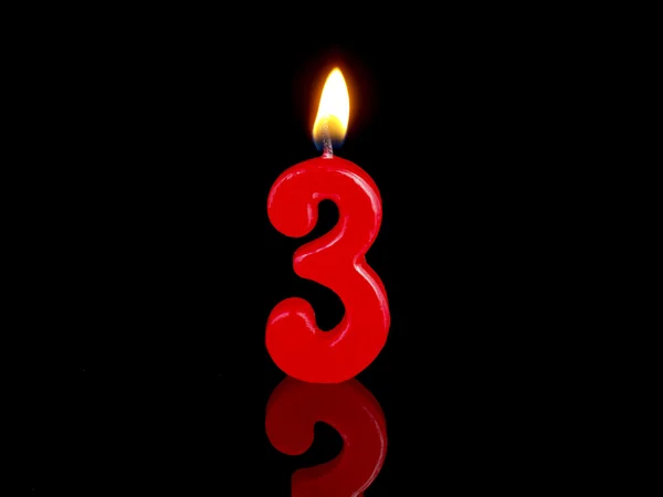 Birthday candles showing Nr. 3 — Stock Photo, Image