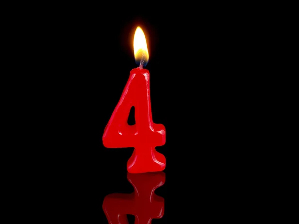 Candele di compleanno che mostrano il numero 4. — Foto Stock