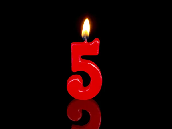 Birthday candles showing Nr. 5 — Stock Photo, Image