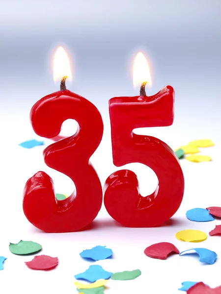 Velas de cumpleaños mostrando Nr. 35 — Foto de Stock