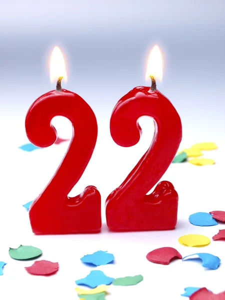 Birthday candles showing Nr. 22 — Stock Photo, Image