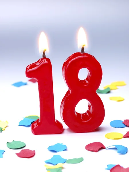 Candele di compleanno che mostrano il numero 18 anni — Foto Stock