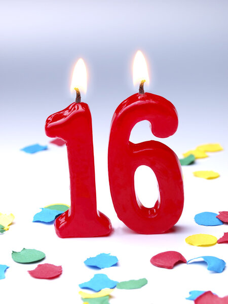 Birthday candles showing Nr. 16