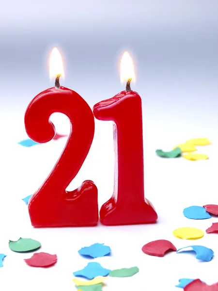 Birthday candles showing Nr. 21 — Stock Photo, Image