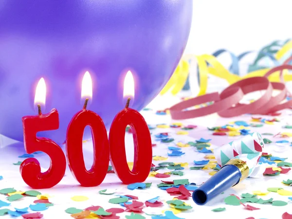 Velas de aniversário mostrando Nr. de exibição 500 Imagens Royalty-Free