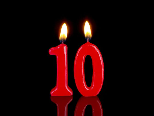 Свічки на день народження, що показують No. 10 Стокова Картинка