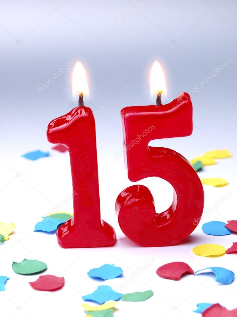 Birthday candles showing Nr. 15