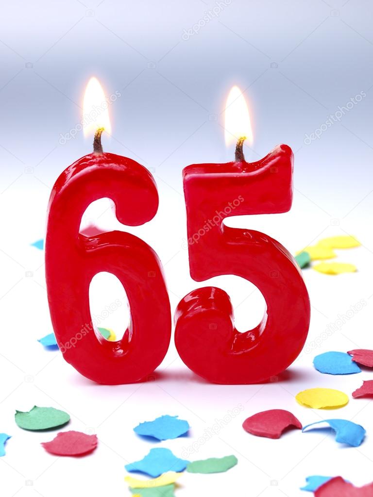 Birthday candles showing Nr. 65