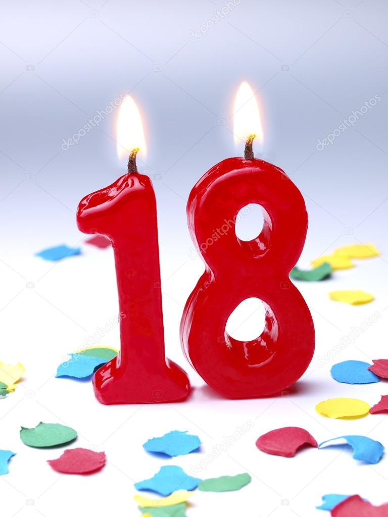 Velas de cumpleaños mostrando Nr. 18 años: fotografía de stock © efesama  #13627595