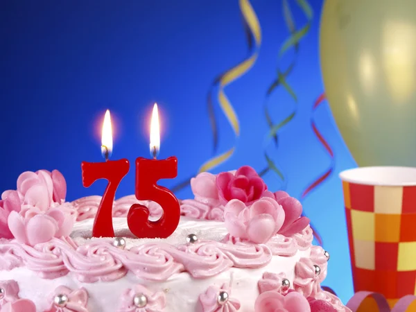 Birthday cake with red candles showing Nr. 75 — Stock Photo, Image