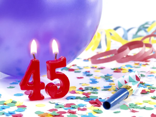 Velas de cumpleaños mostrando Nr. 45 — Foto de Stock