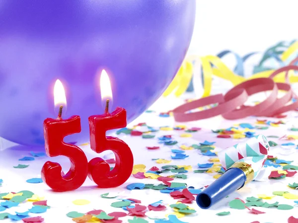 День рождения свечи показывая Nr. 55 — стоковое фото