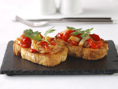 Montadito de Esgarraet – Red pepper and cod on Bread clipart