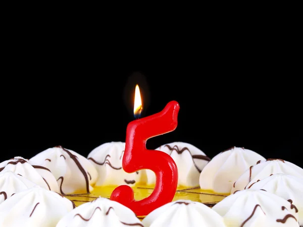 Birthday cake with red candles showing Nr. 5 — Stock Photo, Image