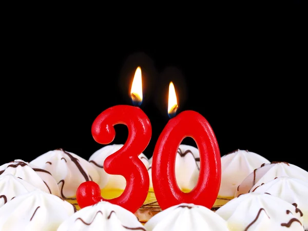 Birthday cake with red candles showing Nr. 30 — Stock Photo, Image