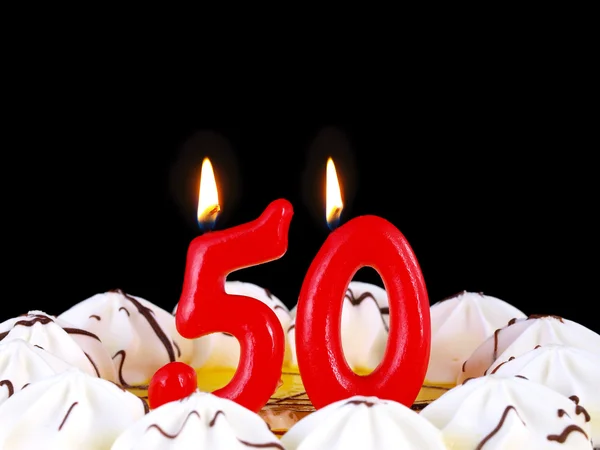 Birthday cake with red candles showing Nr. 50 — Stock Photo, Image