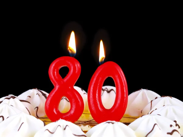 Birthday cake with red candles showing Nr. 80 — Stock Photo, Image