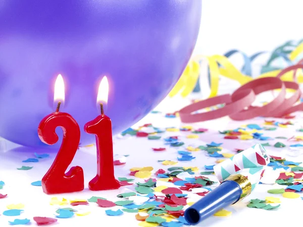 Birthday candles showing Nr. 21 — Stock Photo, Image