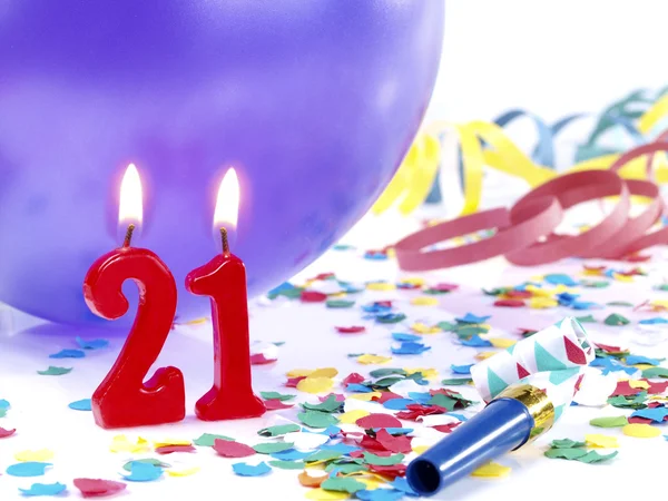 Bougies d'anniversaire montrant Nr. 21 ans Images De Stock Libres De Droits