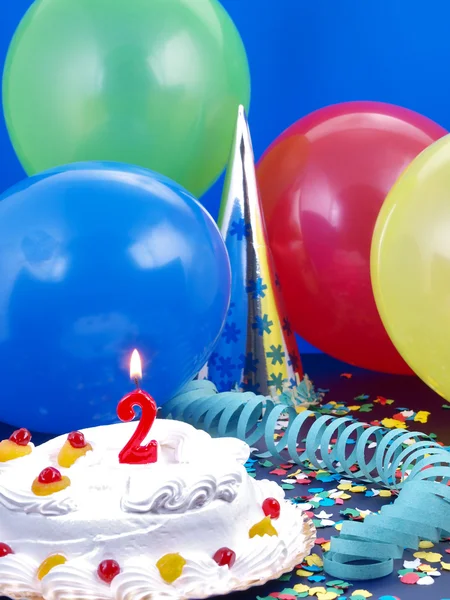 Birthday cake with red candles showing Nr. 2 — Stock Photo, Image