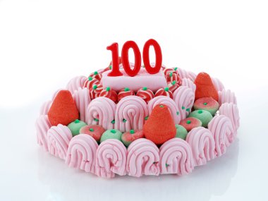 nr gösterilen kırmızı mumlar ile doğum günü pastası. 100