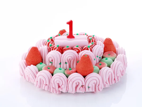 Birthday cake with red candles showing Nr. 1 — Stock Photo, Image