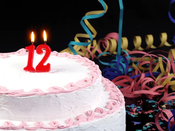 Birthday cake with red candles showing Nr. 12 — Stock Photo, Image