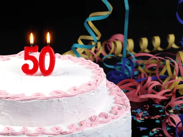 Birthday cake with red candles showing Nr. 50 — Stock Photo, Image